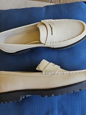 PAIGE Ellis Penny Loafer In Ivory Rubber Sole, Bone Woman's 10